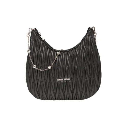 MIU MIU Soft Sheep Leather Cotton Bag Сумка через плечо Сумка через плечо Стандартная Женская Черная