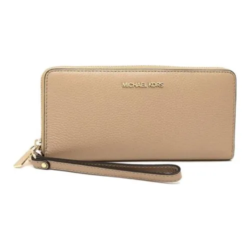 MICHAEL KORS Jet Set Travel Pebble Leather Wallet Large Women's Beige Yellow