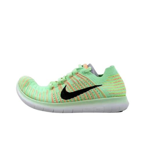 Nike Free RN Flyknit Амортизация Износостойкий Низкий Топ Беговые кроссовки Женские Зеленый Черный
