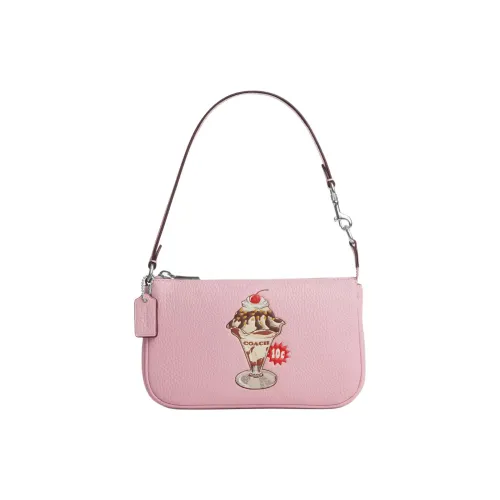 COACH Nolita Утонченная кожа галечная сумка маленькая женская цвет вишневый цветок розовый