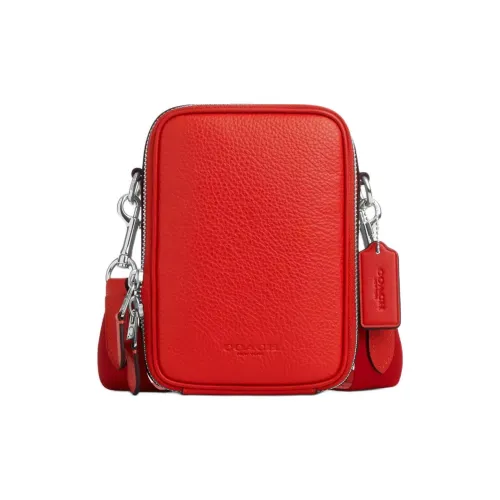 COACH Stanton Кожа с Гладкой Телячьей Кожей Сумка через плечо Мини Унисекс Серебряный Майами Красный
