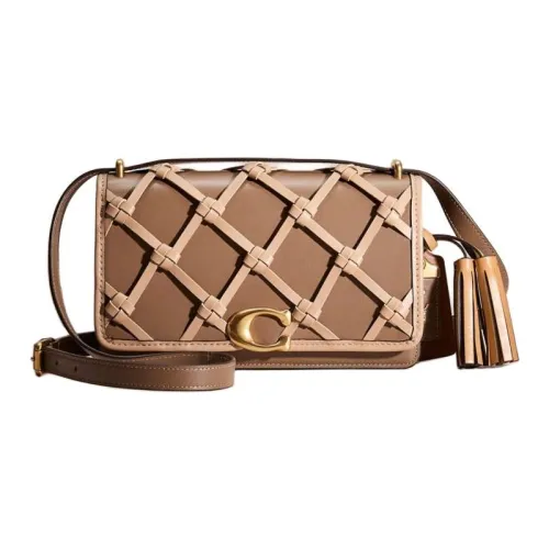 COACH Bandit Утонченный Телячья кожа Сумка через плечо Средний Женские Латунь Темный камень