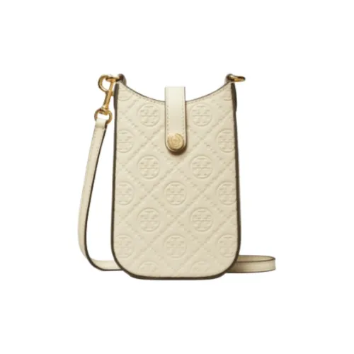 TORY BURCH Тисненая кожа Чехол для телефона Сумка через плечо Женская Светло-кремовый Белый