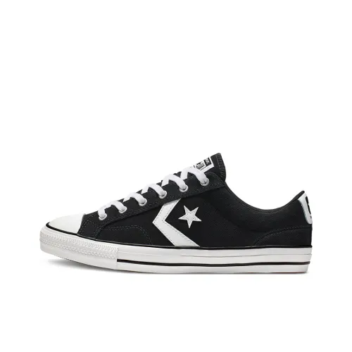 Converse Star Игрок Низкий Топ Нескользящий Легкий Низкий Топ Скейтборд Кроссовки Унисекс Черный Белый