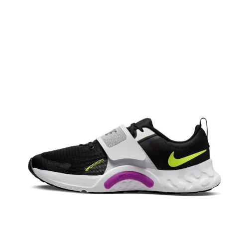 Nike Renew Retaliation 4 Амортизация Износостойкий Низкий Топ Кроссовки для тренировок Мужской Черный Белый