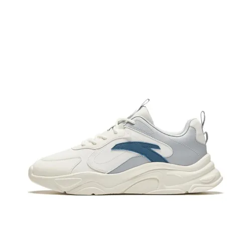 ANTA Life Collection Slip-resistant Abrasion-resistant Low Top Casual Shoes Men's White Gray Blue ANTA Life Collection Противоскользящие Устойчивые к истиранию Низкие Топ Повседневная Обувь Мужская Белый Серый Синий