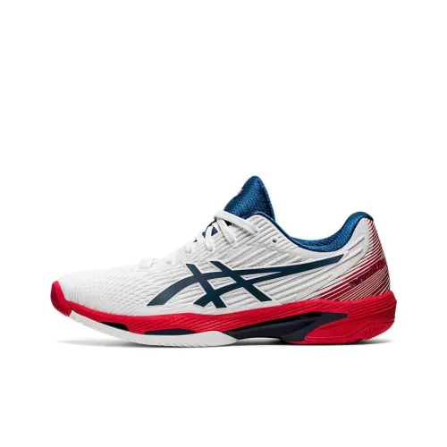 Asics Slip Resistant Abrasion Resistant Breathable Low-Top Running Shoes Men's White Red Blue Asics Slip Resistant Устойчивый к истиранию Дышащие Низкие Беговые Кроссовки Мужские Белый Красный Синий