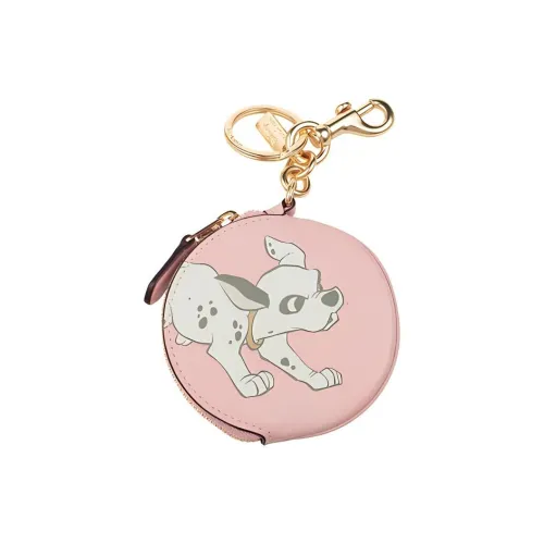COACH X DISNEY Кожа Круглая Сумка для Монет Кошелек Женский Розовый и Белый