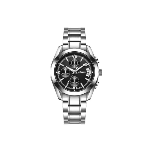 INFANTRY Black Knight Watch Кварцевый механизм Нержавеющая сталь Ремешок Часы Мужские часы Черный циферблат