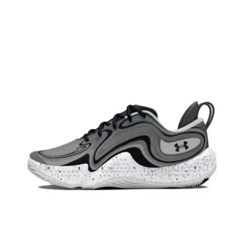 Under Armour UA Spawn 6 Slip-Resistant Abrasion-Resistant Low-Top Баскетбольные Кроссовки Унисекс Черный Серый