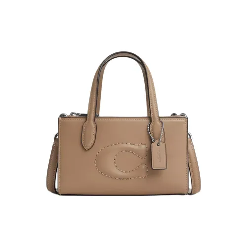 COACH Утонченная Телячья Кожа Сумка через плечо Сумка Маленькая Женская Серебряная и Коричневая