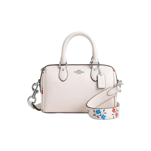 COACH Rowan Утонченная Галечная Кожа Сумка Сумка через плечо Маленькая Сумка через плечо Женская Серебряная и Меловая Разноцветная