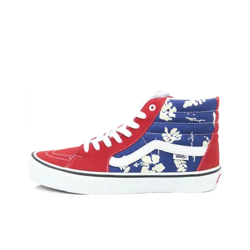 VANS SK8 Pro Устойчивый к истиранию Легкий Дышащий Амортизация Высокий Топ Скейтборд Кроссовки Унисекс Синий Красный