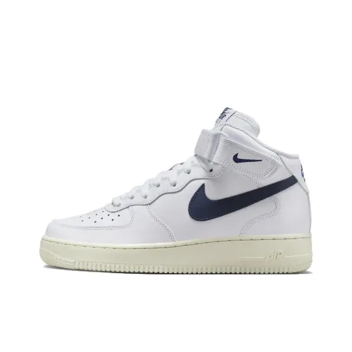 Nike Air Force 1 Slip Resistant Abrasion Resistant MID Топ Баскетбольные кроссовки Женские Белый Синий