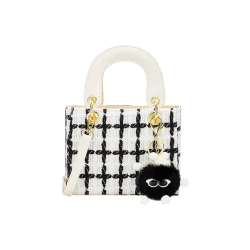 JANE KLAIN Шерстяной Синтетическая кожа Сумка через плечо Маленькая Сумка на плечо Женская Белая Черная