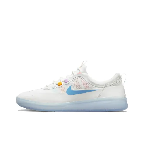 Nike SB Nyjah Free 2 Slip-Resistant Амортизация Устойчивость к износу Легкий Низкий Топ Скейтборд Кроссовки Мужские Синий Белый