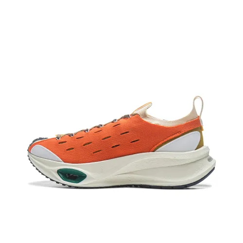 Лайнер Амортизация Износостойкие Низкие Кроссовки для Бега Унисекс Оранжевый Экрю