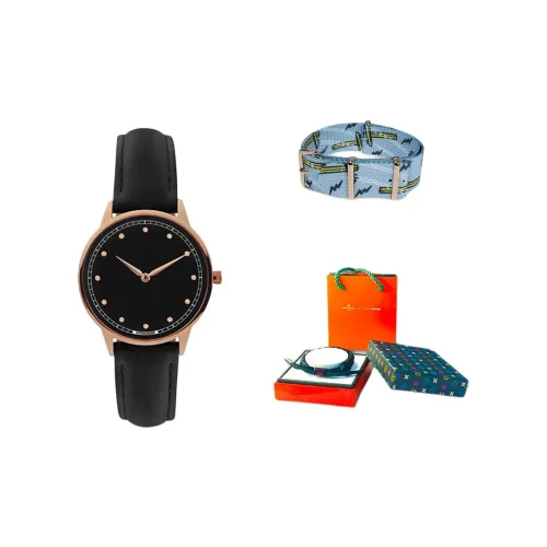 HYPERGRAND S Collection Женские часы Кварцевый механизм Естественная кожа Ремешок Черный циферблат