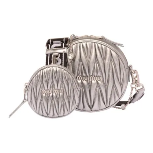 MIU MIU Soft Sheepskin Leather Crossbody Bag Shoulder Bag Women's Silver