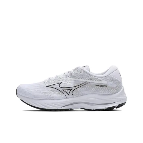 Кроссовки для бега Mizuno Wave Rider 27, низкий топ, белый/черный/серый, унисекс