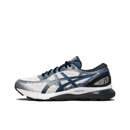 Asics Gel Nimbus 21 Low Топ Беговые кроссовки Мужские Серый Белый Синий