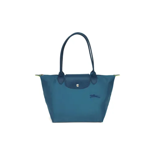 LONGCHAMP Le Pliage Green Переработанный полиамид холст кожа сумка-пельмени сумка через плечо средний размер женский синий