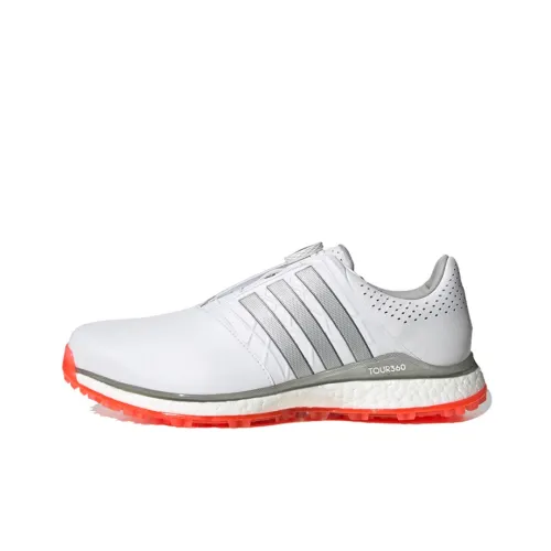 Adidas Tour360 XT SL BOA 2 Slip-Resistant Низкий Топ Гольф Обувь Мужская Белый Серебряный Красный