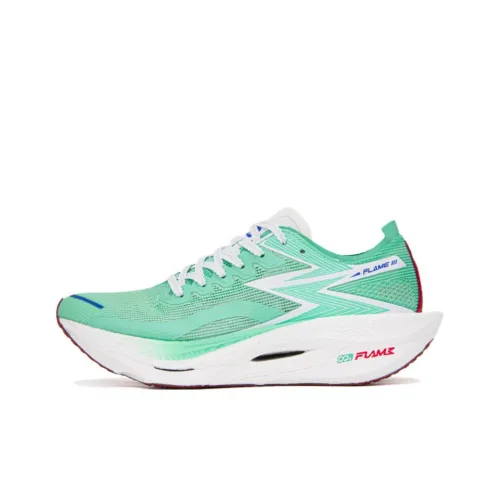 361° Fly Burn 3 Амортизация и Дышащий Низкий Топ Карбоновая Плита Марафон Беговые Кроссовки Унисекс Зеленый Белый