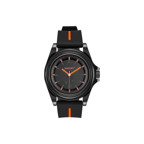 SNOOPY Кварцевый механизм силиконовый ремешок часы для мужчин черный циферблат