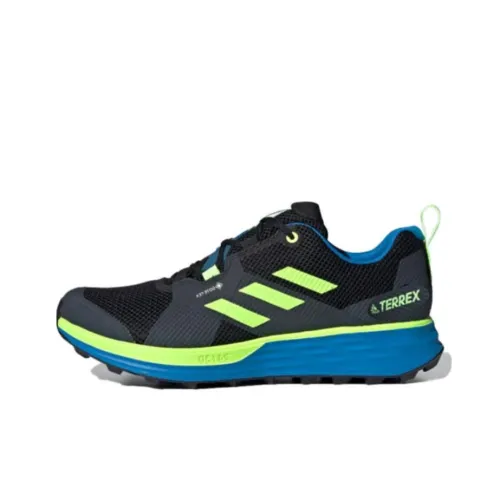 adidas Terrex Два Slip Resistant Низкие Беговые Кроссовки Мужские Черные Зеленые Синие