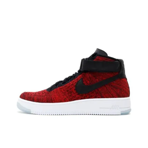 Nike Air Force 1 Flyknit Mid Топ Скейтбординг Кроссовки Мужские Черные Красные