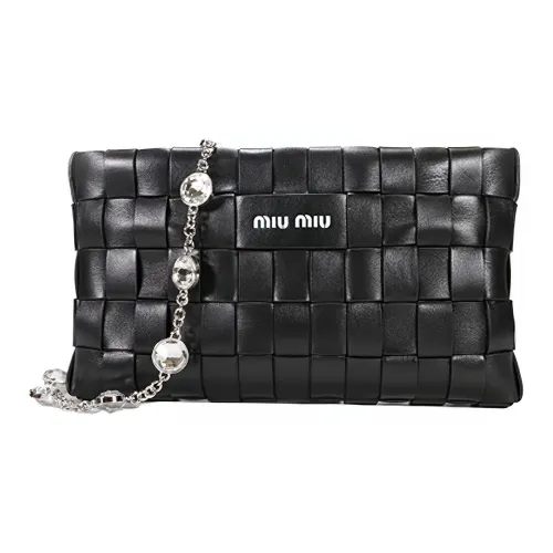 MIU MIU Sheepskin Crossbody Clutch Women's Black