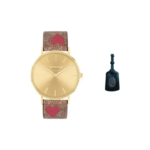 COACH Perry Collection Женские часы Кварцевый механизм Естественная кожа Ремешок 36 мм Золотистый циферблат