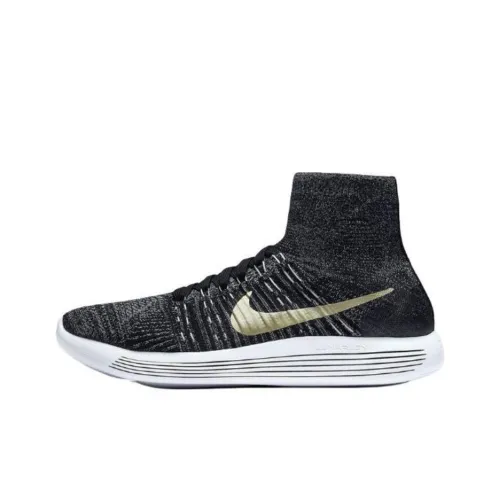 Nike LunarEpic Flyknit Амортизация Износостойкие Высокие Кроссовки для Бега Унисекс Черные