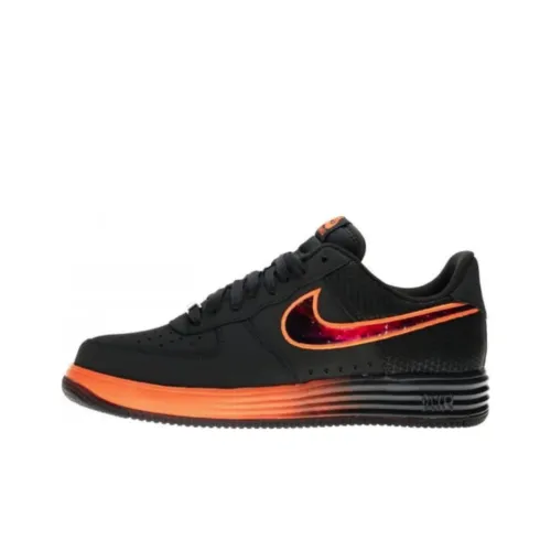Nike Lunar Force 1 Амортизация Износостойкий Низкий Топ Скейтборд Кроссовки Мужские Черные и Оранжевые