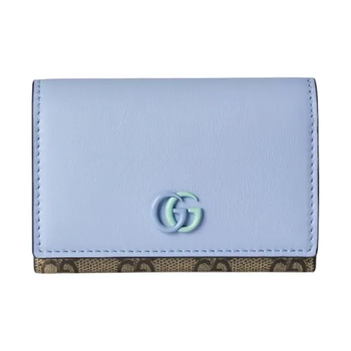 GUCCI Кожа Держатель для карт Женский Светло-синий и Зеленый