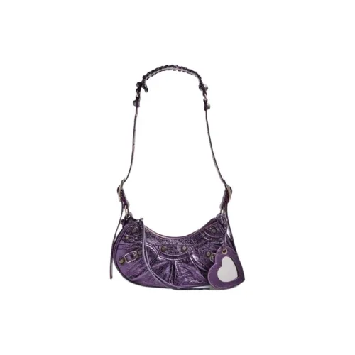 Balenciaga Le Cagole Fine Grained Овчина Сумка через плечо Сумка на плечо Мини Женская Фиолетовая