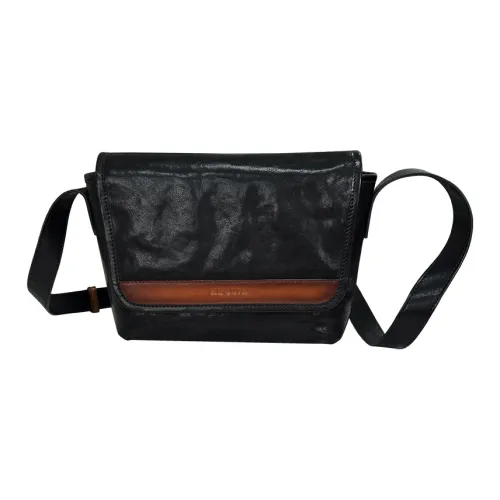 MR'GUFA Растительное дубление Коровья кожа Сумка через плечо Мужская Черная Коричневая Классический черный