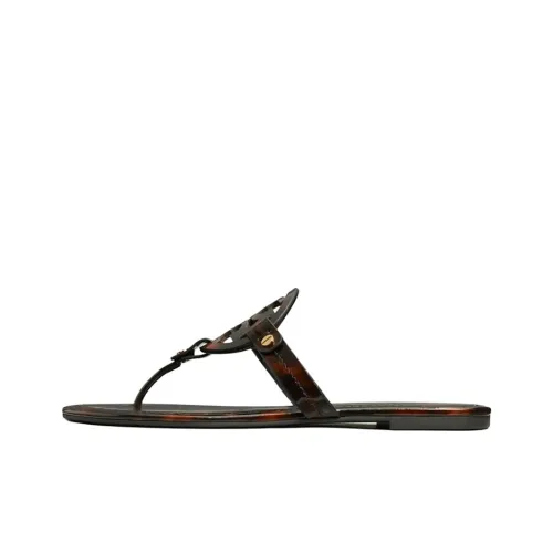 TORY BURCH Miller Резиновая подошва Шлепанцы Женские Черный Коричневый