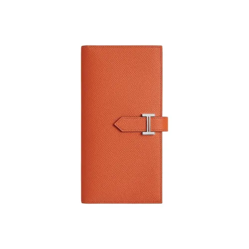 HERMES Bearn Эпсомская кожа Кошелек Женские Глина Апельсин