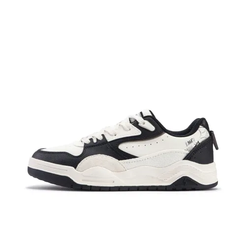361° Type Burning Series Slip-resistant Abrasion-resistant Low Top Skateboard Shoes Women's Black White