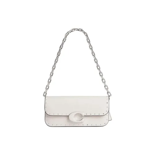 COACH IDOL Корова Кожа Сумка через плечо Сумка через плечо Сумка среднего размера Женская Яркая Никелевая Фурнитура Розовая Белая