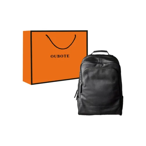 OUBOTE Рюкзак из крупнозернистой текстуры коровьей кожи стандартный мужской черный