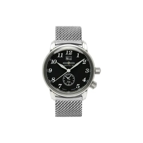 ZEPPELIN Piaget Collection Кварцевый механизм Мужские часы Часы 42 Черный циферблат Ремешок из нержавеющей стали