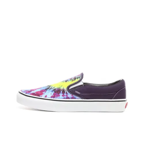 Vans Slip On Покрытие Поддержка Низкие Кроссовки для скейтбординга Унисекс Желто-фиолетовые
