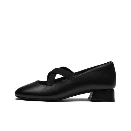 Clarks Квадратный каблук Mary Jane Женские Туфли Черные