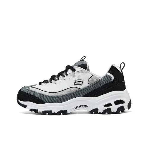 Skechers D'LITES 1,0 Устойчивые к истиранию Низкие Топ Кроссовки с Толстой Подошвой Женские Белые Черные