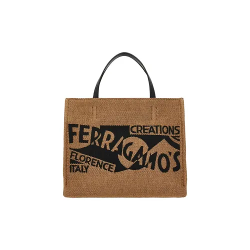 FERRAGAMO Телячья кожа Тоут Сумка Сумка для покупок Сумка Маленькая Женская Мед Черный