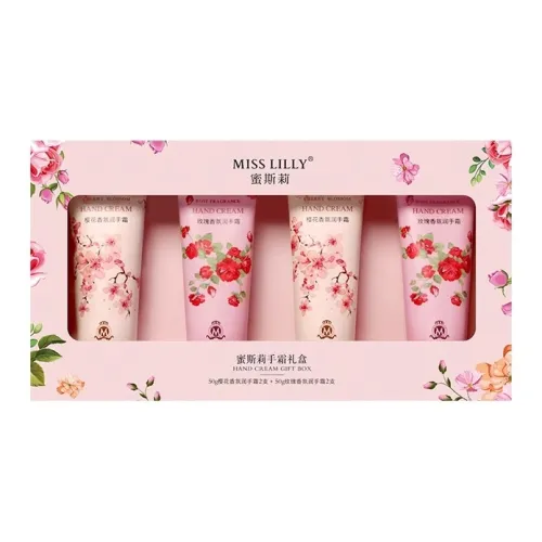 MISSLILLY Вишневый цветок Розовый Аромат Крем для рук Ароматический Увлажняющий Смягчающий Устойчивый к растрескиванию Увлажняющий 50г*4