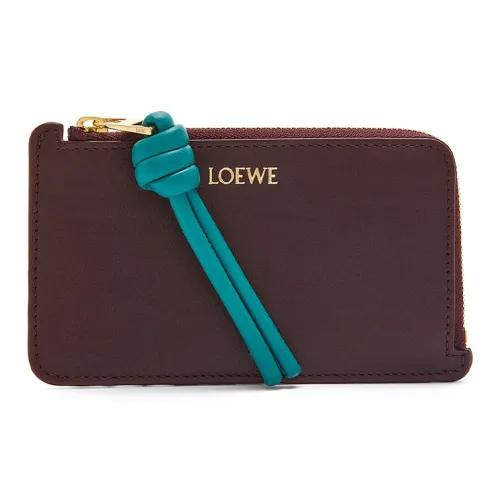 LOEWE Коровья кожа Держатель для карт Женский Бордовый Красный и Жадеитовый Зеленый